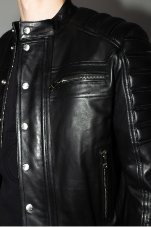 Leather jacket with logo monogram balmain Leather jacket with logo monogram balmain
